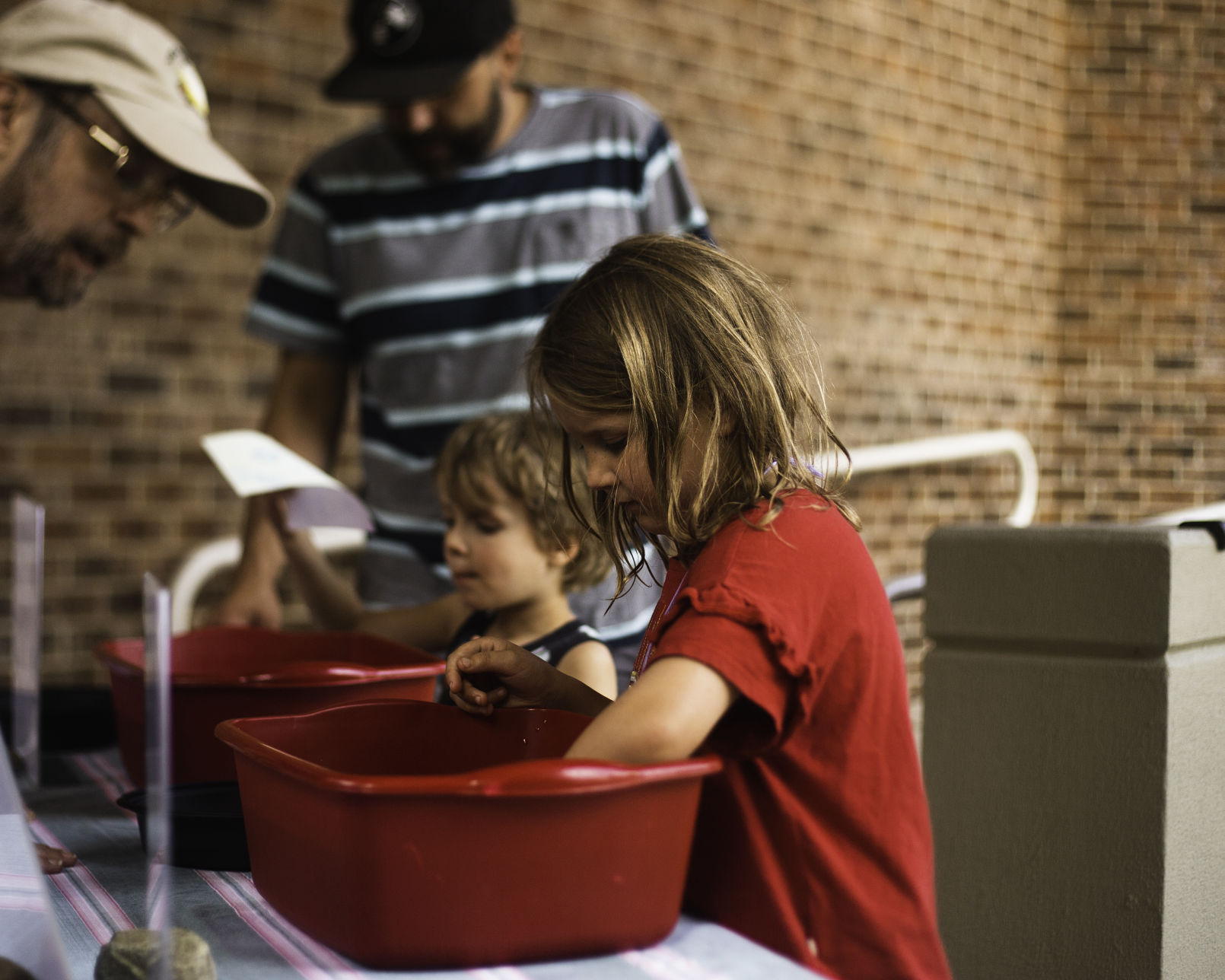 Family Day at Palmer Museum, Adela Helke dipping sunprint
